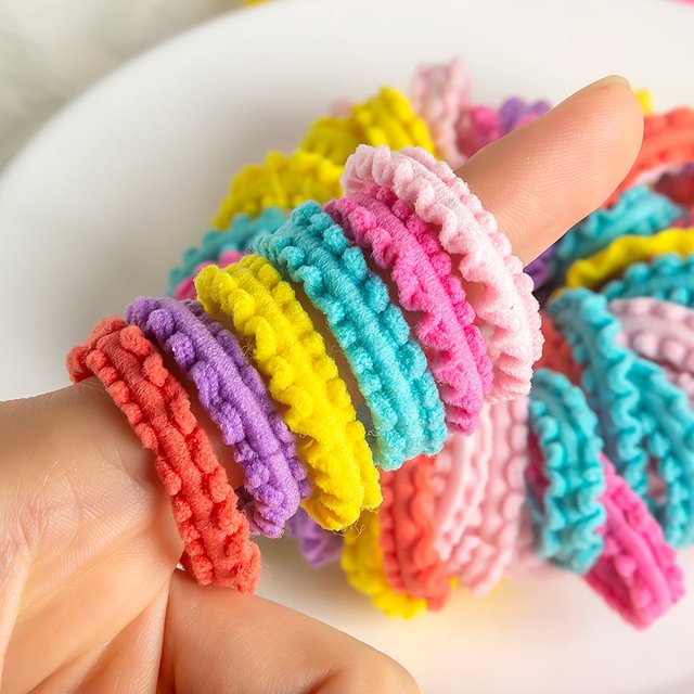 50 unidades de anillos pequeños para el cabello para niños, cuerda para la cabeza circular con ondas para bebés, lindas bandas de goma que no dañan el cabello, Color aleatorio LingWen 9024715563194