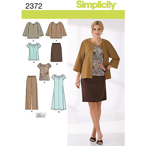 Simplicity Misses' 20W-28W Sportswear, Jacket Dress or Top Skirt and ...
