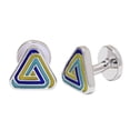 thumbnail image 1 of Gemelos con diseño de triángulo geométrico esmaltado colorido, 1 of 1