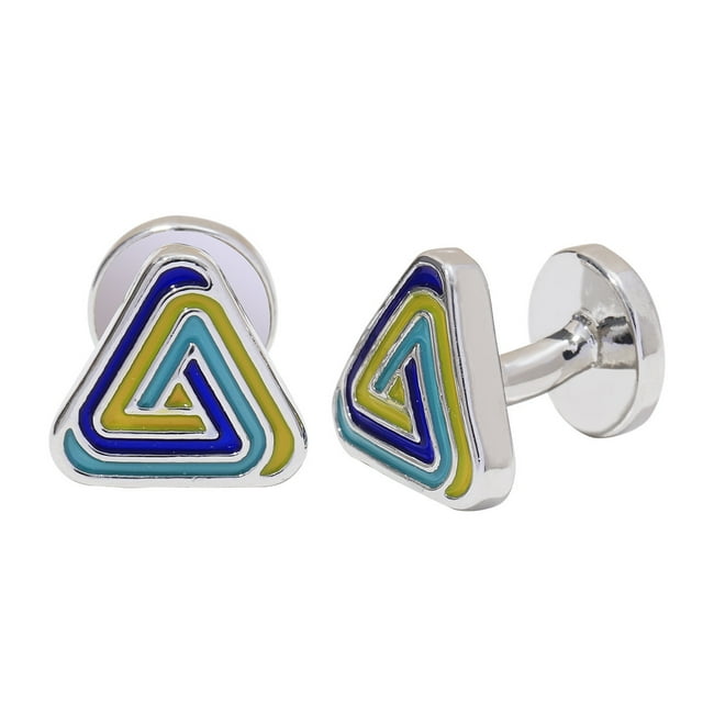 Gemelos con diseño de triángulo geométrico esmaltado colorido