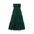 thumbnail image 5 of Fesfesfes Boho Dress for Women Pleated Tube Top Strapless Mini Dress Spring Dress Casual Off the Shoulder Beach Dress Solid Color Print, 5 of 5