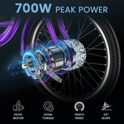 MOONCOOL 24/26 Electric Tricycle for Adults, 700W Peak Motor,7 Speeds Electric Trike w/ 36V 10.4Ah Removable lithium battery,3 Wheels Unisex Electric Bikes,16MPH,40Miles