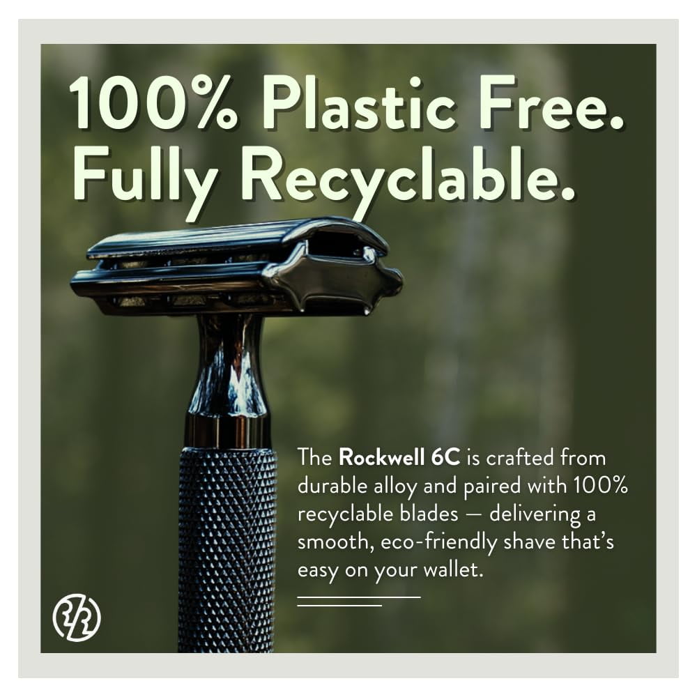 Rockwell Razors 6C Safety Razor with 6 Adjustable Settings and 5 Razor Blades, Gunmetal Chrome