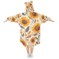thumbnail image 2 of FORMRS Wearable Blanket Hoodie with Sleeves for Kids Cozy Flannel Sweatshirt, Watercolor Sunflowers and Leaves, 2 of 7