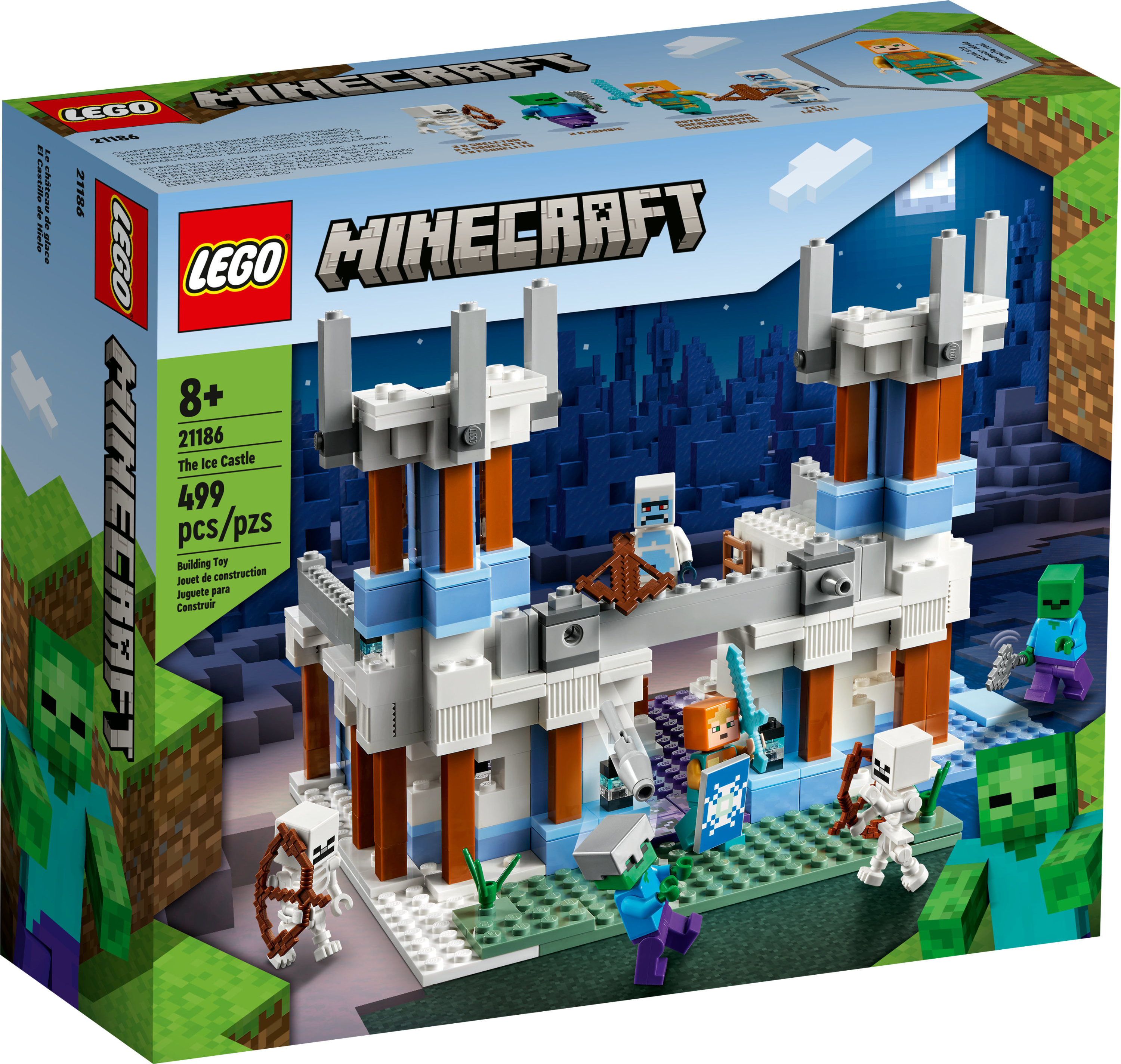 LEGO Minecraft The Ice Castle Toy with Zombie and Skeleton Mobs Figures, 21186 Birthday Gift Idea for Kids, Boys and Girls Ages 8 Plus - image 3 of 8