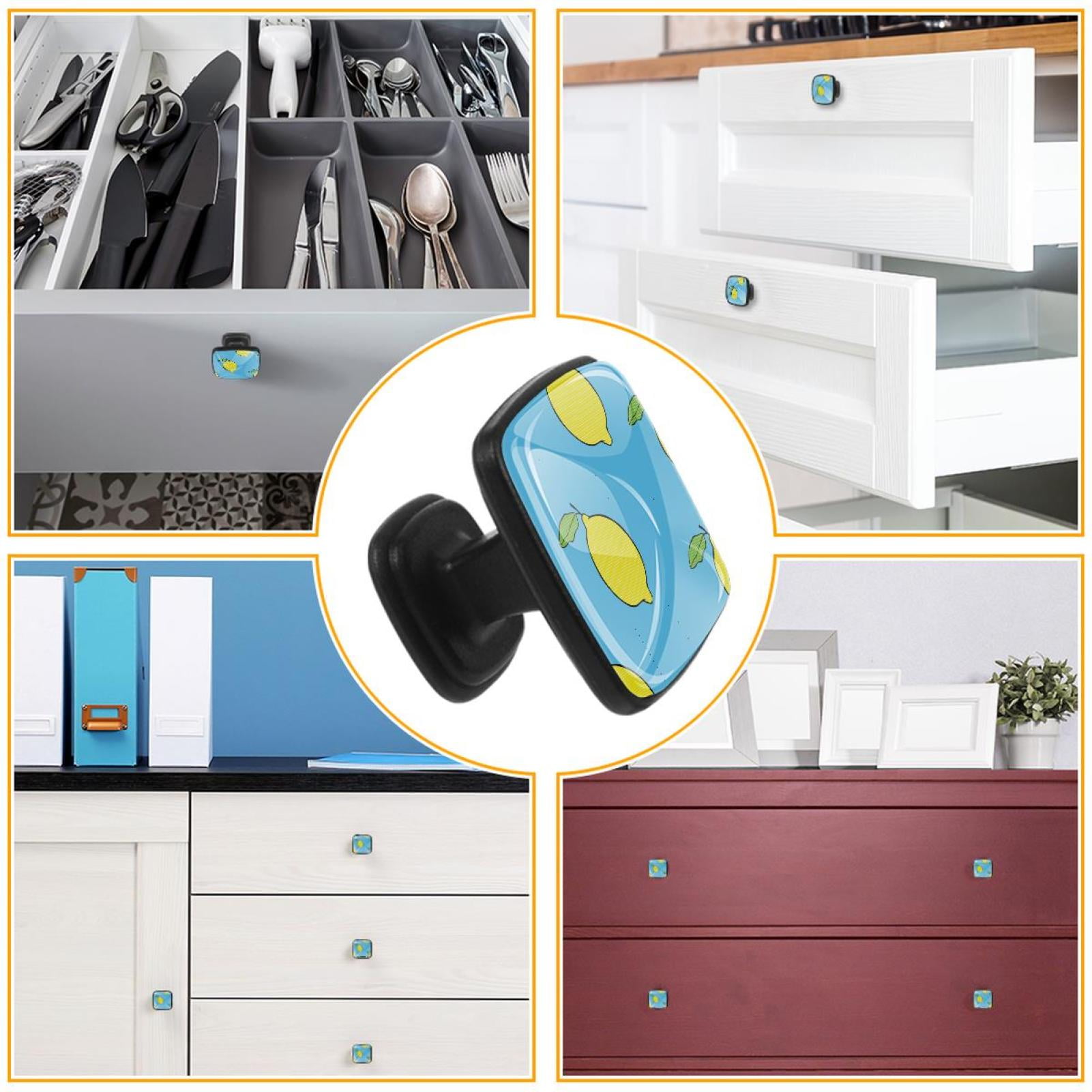 4 Pcs Cabinet Handle Drawer Pulls Lemon Knobs with Screws Square Furniture Office Cabinet Knob Decoration