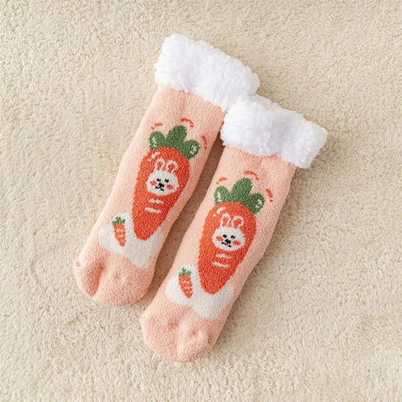 Dyfzdhu Women Cute Style Lamb Velvet Socks Autumn Winter Home Plus Velvet Thick Floor Socks