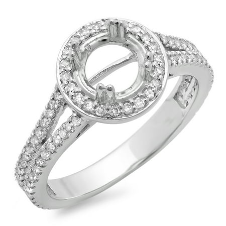 Dazzlingrock Collection 0.50 Carat (ctw) 10K Round Cut Diamond Semi Mount Bridal Engagement Ring 1/2 CT, White Gold, Size 8