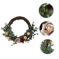 thumbnail image 4 of Uonlytech 1Pc Simulation Gar Silk Flower Wreath Dark Brown Wall Hanging for Home Party Decor, 4 of 8