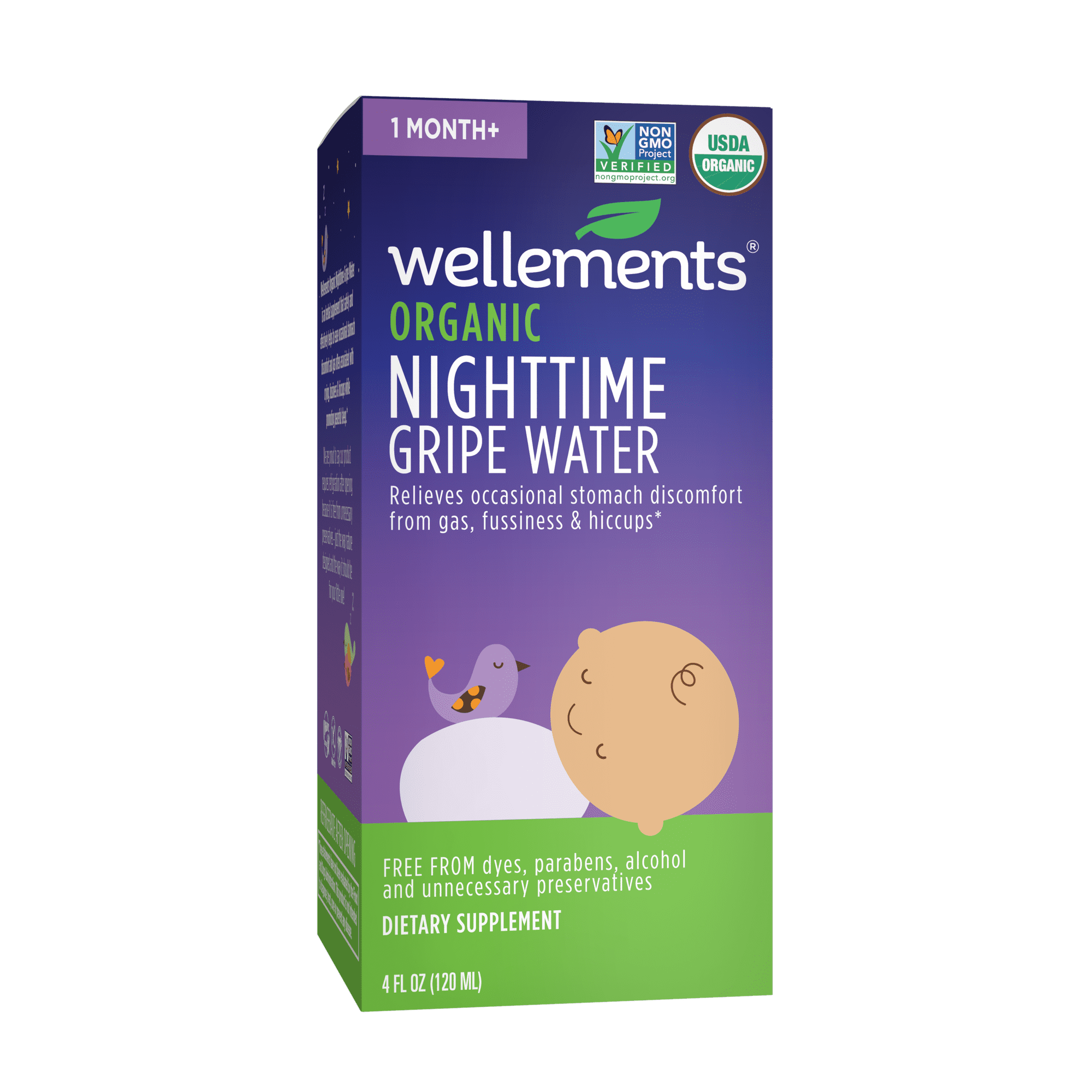 Wellements Organic Nighttime Stomach Discomfort Gripe Water, 4 fl oz