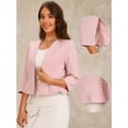 thumbnail image 2 of DARING DIVA Women's Open Front 3/4 Sleeve Peplum Business Blazer XS Pink, 2 of 6