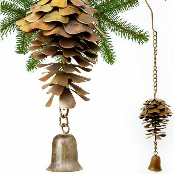 Bearachild Colgante de campana de piña, de metal, resistente al agua, ideal para Navidad, Pascua y otoño, con un toque artístico único para en Decoración del hogar