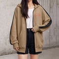 thumbnail image 2 of Long Sleeve Tunics Tops With Pockets Fall Winter Comfy Hooded Kimono Off the Shoulder Hoody Heart Print Leisure Polyester Hoodie Hoodies(Coffee,XL), 2 of 4