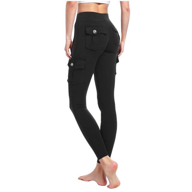 asjyhkr Pantalon Cargo Femme avec Multi-Poches Taille Haute Jogger Legging Extensible Course Gym Yoga Couche de Base
