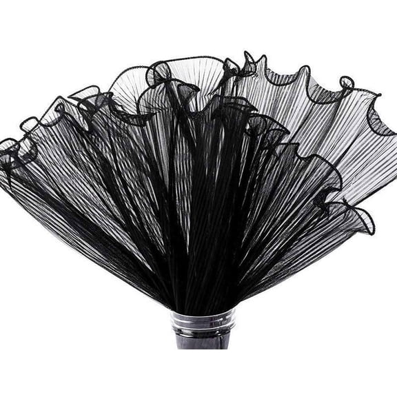 NAMZI 4.37 Yards Balck Flower Wrapping Mesh Paper,Bouquet Packaging Paper Wrinkled Translucent for Mother's Day Party Favor Decor, Florist Supplies Wedding Gift Packaging