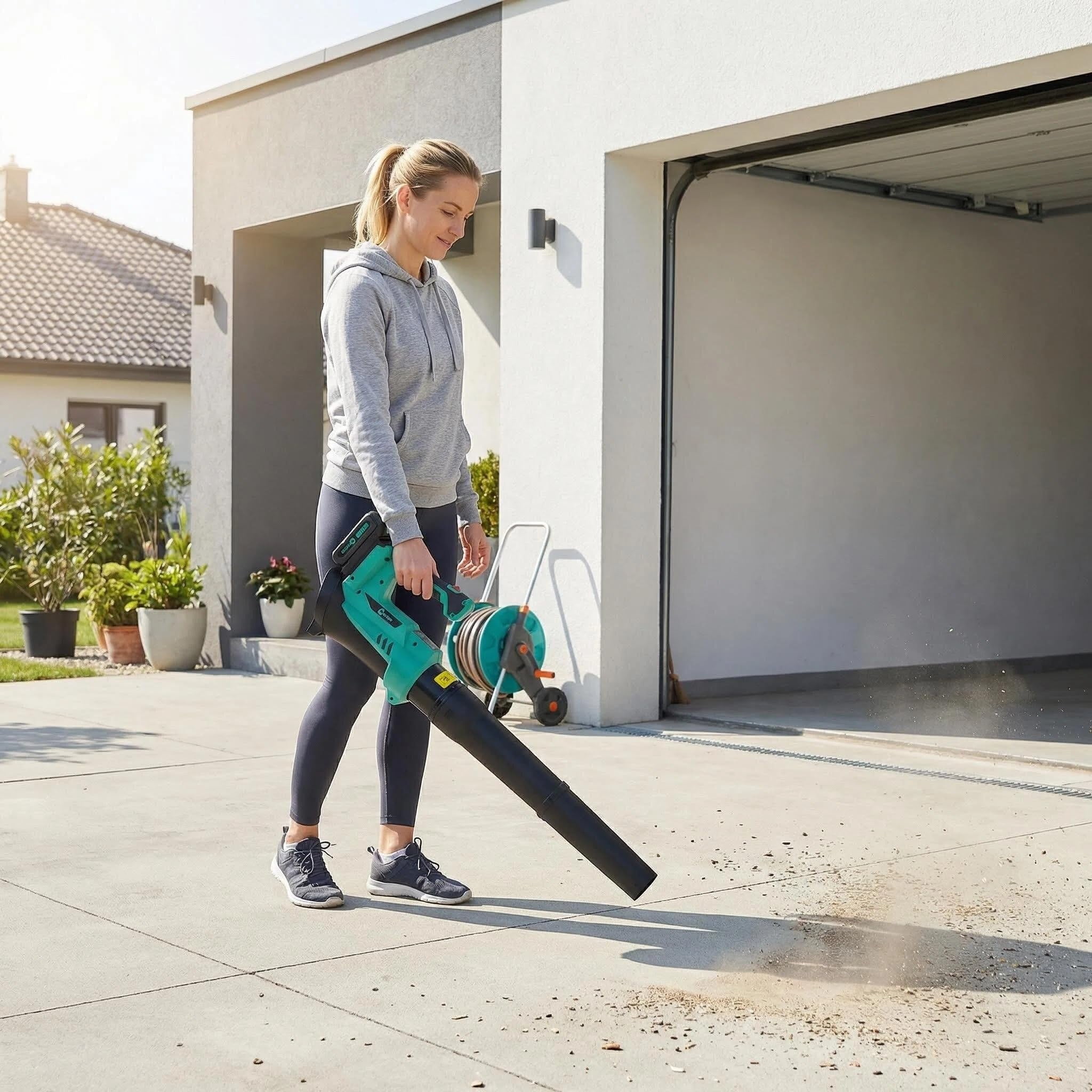 Memoryfield Cordless Leaf Blower, 550 CFM 130 MPH Electric Blower with 2×2.0Ah Batteries & Charger, 3-Speed Modes, Lightweight for Lawn Care, Patio, Dust & Leaves, Blue
