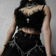 thumbnail image 5 of Top corto gótico de mujer camisola de encaje con tirantes finos corsé Negro jinwen Crop Tops chaleco camisola, 5 of 8