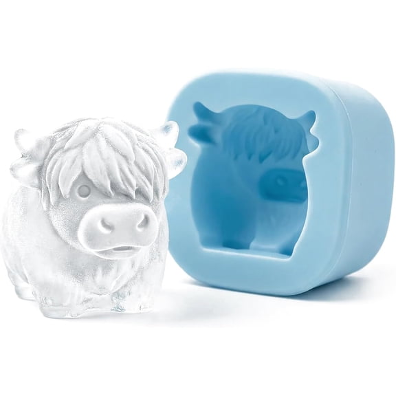 Mini Highland Cow Ice Cube Mold – Cute 3D Ice for Drinks, Parties & Gifts, 3D Highland Cow Ice Cube Tray Fun Shapes, Large Silicone Fun Shapes Ice Cube Mold Perfect Gifts for Friends