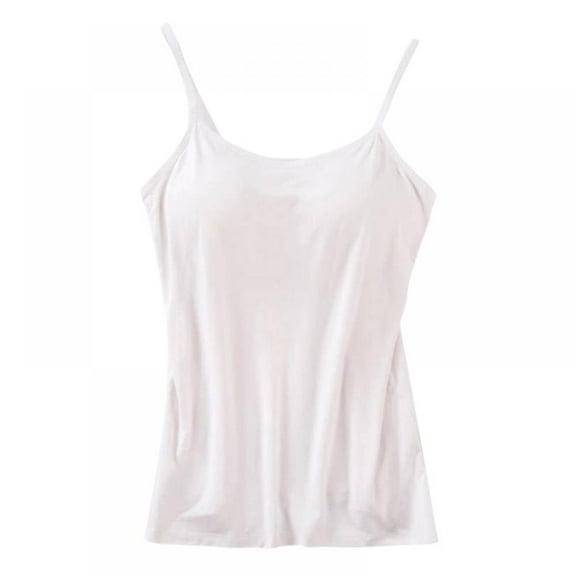 Women's Built-in Bra Padded Camisole Without Rims Spaghetti Strap Tanks Tops