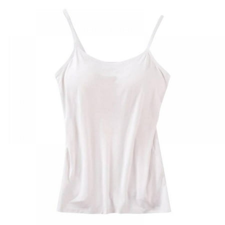 Hamlinson Women s Built-in Bra Padded Camisole Without Rims Spaghetti Strap Tanks Tops