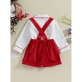 thumbnail image 5 of Christmas Toddler Baby Boys Gentleman Clothes Sets 6M 1Y 2Y 3Y  4Y 5Y 2pcs Long Sleeve Bow Shirt+Red Suspender Shorts Santa Claus Outfits, 5 of 10