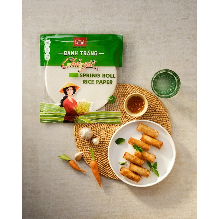 Spring Roll Rice Paper Wrappers Made for Frying, Gluten-Free, and Non-GMO  (500g) by Simply Food 