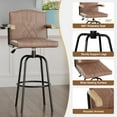 thumbnail image 6 of VECELO Swivel Bar Stools Set of 4 with Back and Armrest, Counter Height, PU Leather Upholstered Bar Chairs for Kitchen Island & Home, Brown, 6 of 11