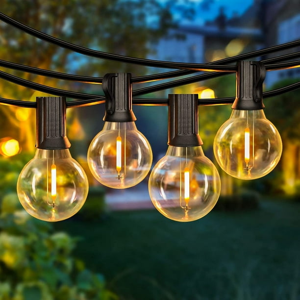 Guirnalda de Luces LED, Guirnalda de Luz LED para Exterior con Bombillas, Tira de Bombillas LED con 2200K Color Cálido para Patio, Cadena de luz de Impermeable, Inastillable, Durable, Ahorro de