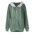 thumbnail image 4 of TQWQT Fleece Coats for Women  Faux Fur Jacket Coat Fuzzy Fleece Jacket Plus Size Zip Up Drawstring Sweatshirt Oversized Light Blue S, 4 of 6