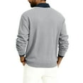 thumbnail image 3 of CCRFTGI Sweater for Men 2025 Fashion Casual Ribbed Solid Color Pullover Lightweight Long Sleeve V-neck Sweater Pullover Cable Knitted Jumper Tops Light Gray S, 3 of 6