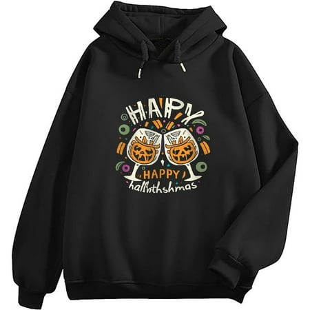 

Happy Hallothanksmas Wine Glasses Halloween Thanksgiving Long Sleeve