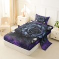 thumbnail image 2 of Castle Fairy Dark Gothic Rose Skull Twin Sheets 3pcs,Halloween Spiderweb Print Bedding,Purple Black,1 Fitted Sheet,1 Flat Sheet and 1 Pillowcase, 2 of 6