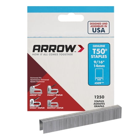 Arrow T50 9/16" Staples 1250 Count