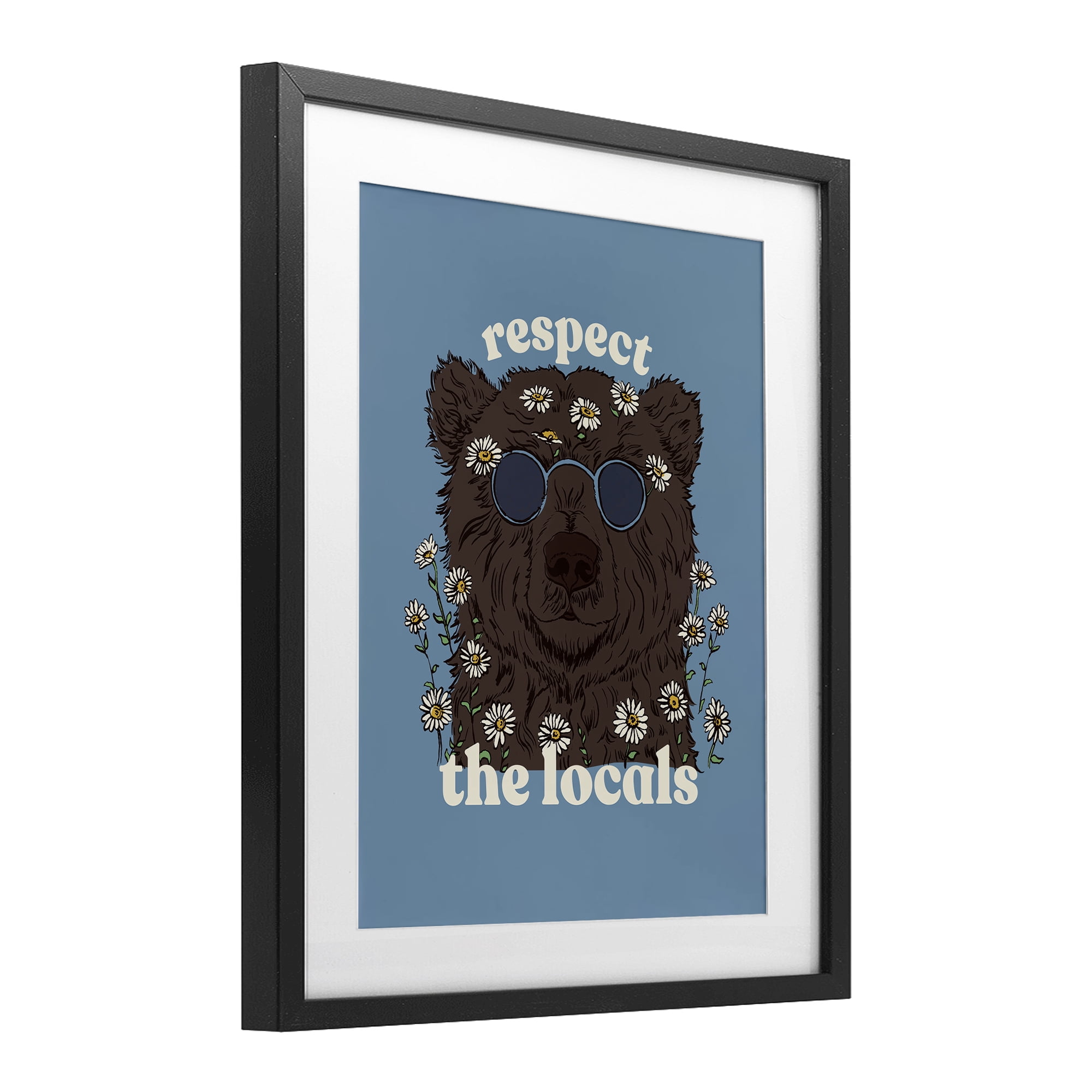 Stupell Industries Respect The Locals Bear Black Framed Print Under Glass, design by Two If By Sea Studios