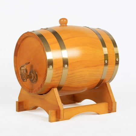 

Wood Oak Timber Wine Barrel For Beer Whiskey Rum Port Wooden Keg with Stand Vintage Storage 1.5L