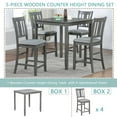 thumbnail image 4 of UHOMEPRO Dining Table Set for 4, Modern Counter Height Kitchen Table with 4 Upholstered Chairs, 5 Piece Solid Wood Dining Room Set, Farmhouse Kitchen Dining Table set of 4 for Home, Gray Style A, 4 of 9