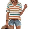 thumbnail image 3 of Womens Tops Short Sleeve Shirts Buttons V Neck Spring Fashion Summer Outfits Plus Size Blouses Dressy Casual, 3 of 5
