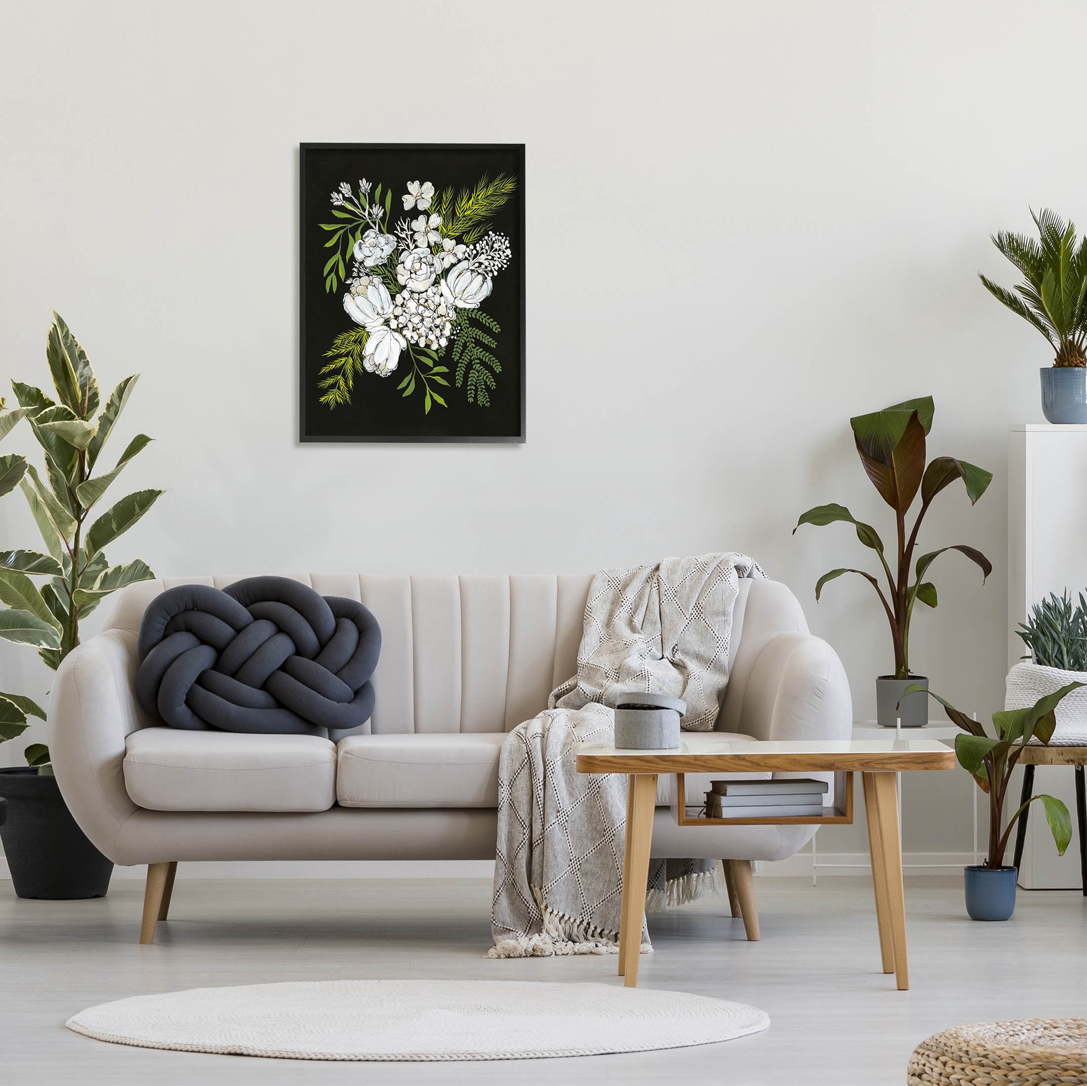 Stupell Industries Blooming White Flower Arrangement Design Graphic Art Black Framed Art Print Wall Art, Design by Regina Moore