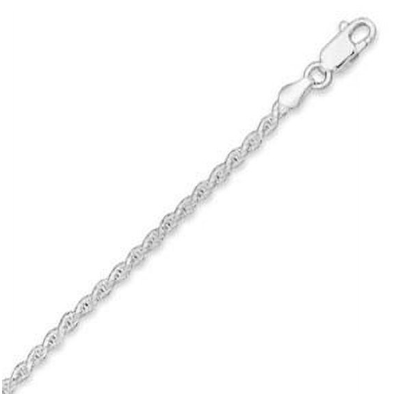 Sterling Silver 24 Inch 2mm Sparkle-Cut Rope Chain Necklace - Lobster Clasp