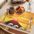 thumbnail image 3 of Yellow Orange Mountains Placemats Set of 6 Modern Abstract Waves Cranes Place Mats Indoor Wipeable Table Mats Washable Cloth Dining Table Placemats for Kitchen Holiday Party Home Decor 13x19 Inch, 3 of 9