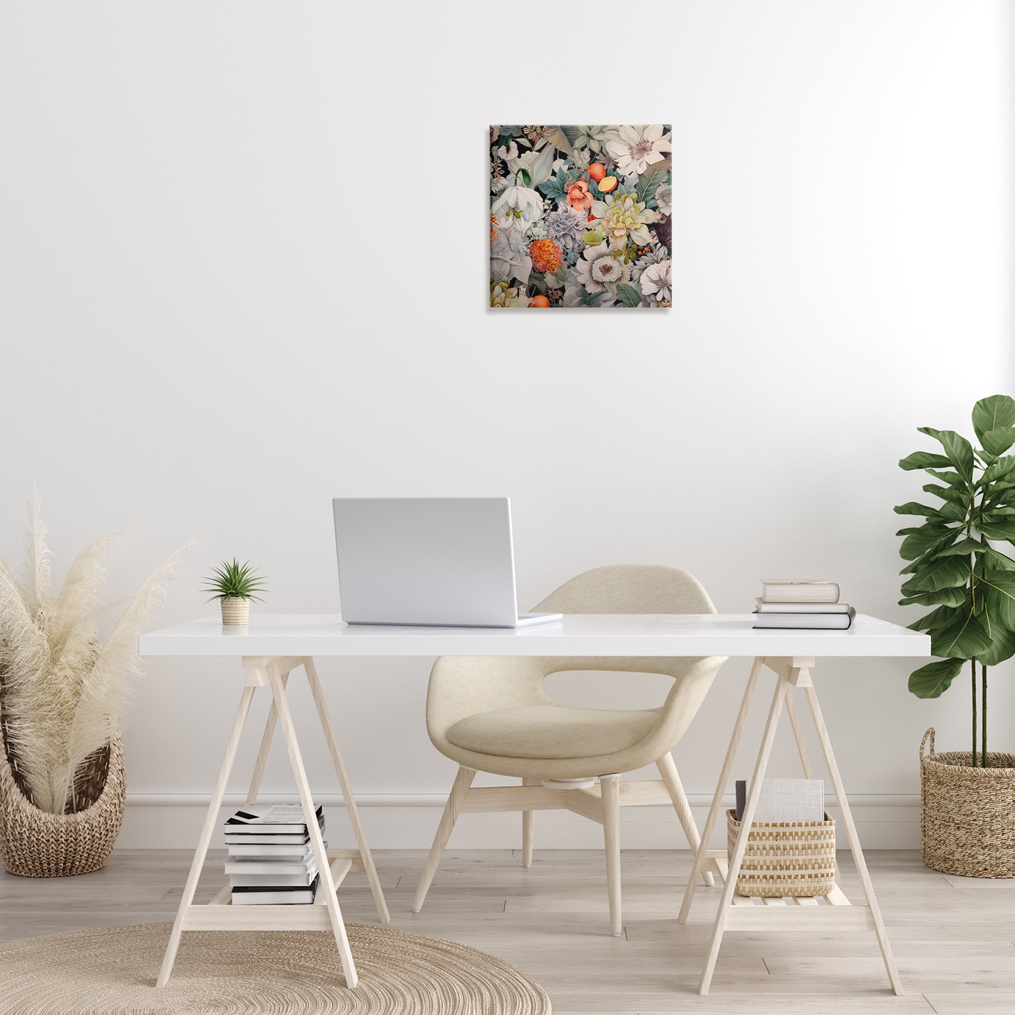 Stupell Industries Grey Mixed Florals Botanical & Floral Painting Gallery Wrapped Canvas Art Print Wall Art, 17 x 17