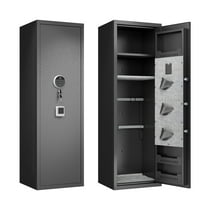 CoSoTower Gun Safes for Home Rifle and Pistols, Fingerprint Electronic Safe with Quick Access, Detachable Partition, No Assembly Required, Black