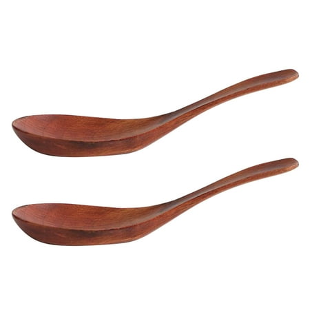 

2pcs Wood Small Soup Spoons Rice Spoon Serving Scoop Kitchen Utensil Tableware for Home Restaurant