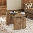 thumbnail image 4 of Modern minimalist transparent tempered glass coffee table and dining table, paired with wooden MDF, 4 of 5