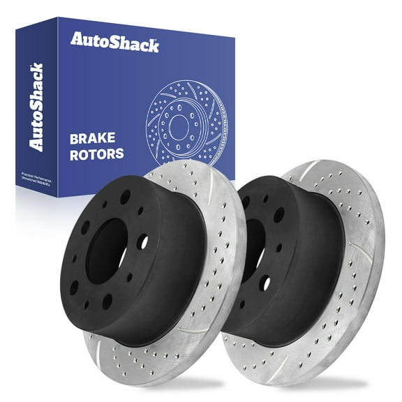 AutoShack Rear Drilled & Slotted Brake Rotors | Replacement for 2014-2021 Ram ProMaster 2500 ProMaster 1500 ProMaster 3500 3.0L 3.6L V6 FWD | E-Coated | 2-PC Set | ShadowGuard
