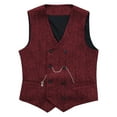 thumbnail image 3 of USNSM Men's Tweed Suit Vintage Vest Double Breasted Herringbone Solid Color Sleeveless Party Prom Waistcoat Groomsmen Red S, 3 of 5