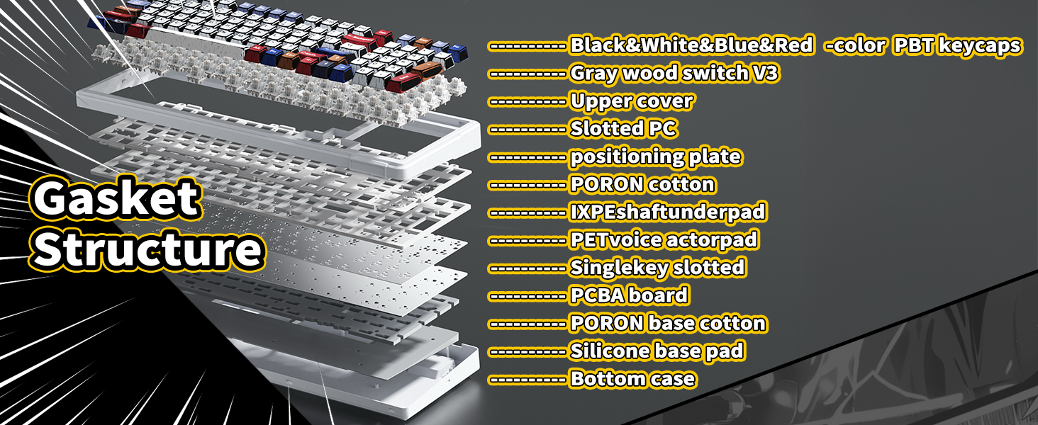 AULA F99, 99-Key, Wireless, Hot Swappable, Mechanical Gaming Keyboard, RGB, 5-Layer Padding, 8000 mAh Battery