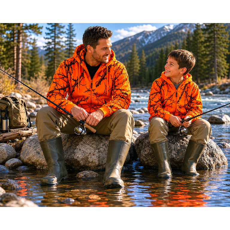 TrailCrest Orange Safety Full Zip High Visibility Fleece Hooded