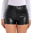 thumbnail image 5 of Women's Pants 2023 Leather Shorts Elastic High Waist Pu Leather Tight Hot Ultra Short Leather Trousers For Female, 5 of 8