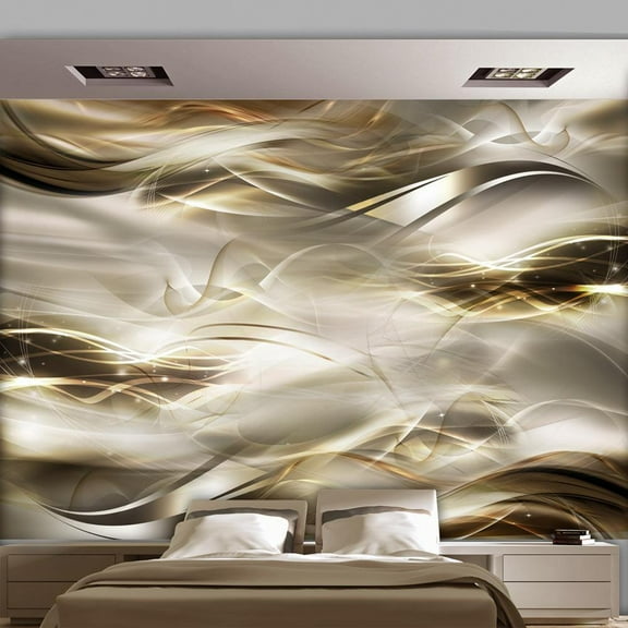 Tiptophomedecor Peel and Stick Glam Wallpaper Wall Mural - Amber River - Removable Wall Decals